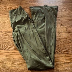 beautiful sage green bell bottom leggings cross waisted